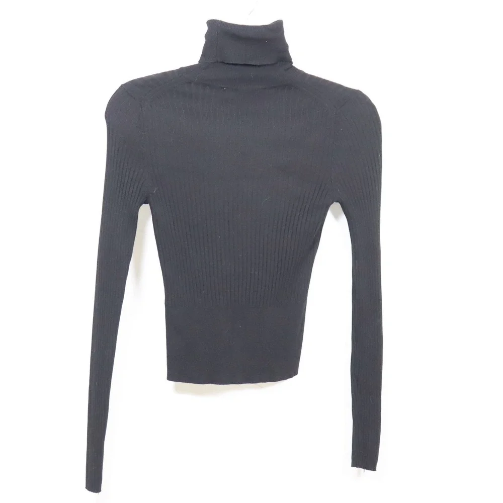 Zara Turtleneck Sweater Small Black Womens Ribbed Knit Basic